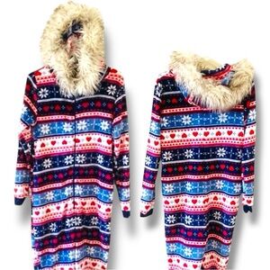 Secret Treasures Size L Velour Hooded Zip One Piece Romper-Union Suit